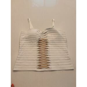 Dolce Cabo Twist Crochet Lined Padded Stretch Bandage Tank Large